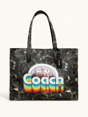 Coach Canvas Camo & Rainbow Tote 42